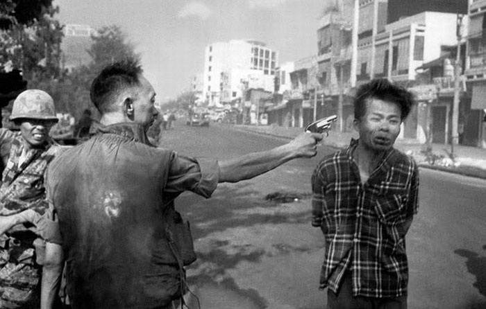 Saigon Execution. A photo taken by Eddie Adams in Vientam war in 1968 showing a VietCong assasin Nguyen Van Lem was executed by Major General Nguyen Ngoc Loan from a point blank range